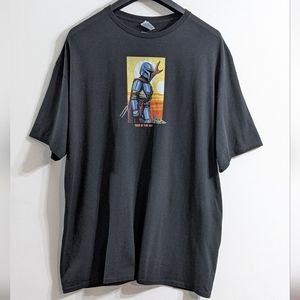 3XL Star Wars The Mandalorian Mando Comic Sunset Men's Graphic T-Shirt, NEW